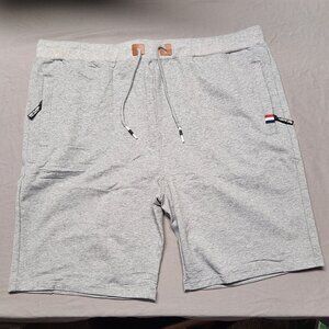 Mens Casual Shorts Drawstring Zipper Pockets Elastic Waist Big and Tall Gray 4XL